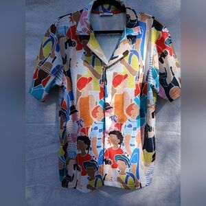 Zara Men’s Beachy Terry Clothlike Casual Button Down Shirt